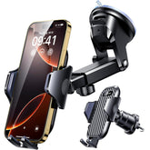 VANMASS 2025 Black Car Phone Holder with Upgraded Suction & Vent Clip